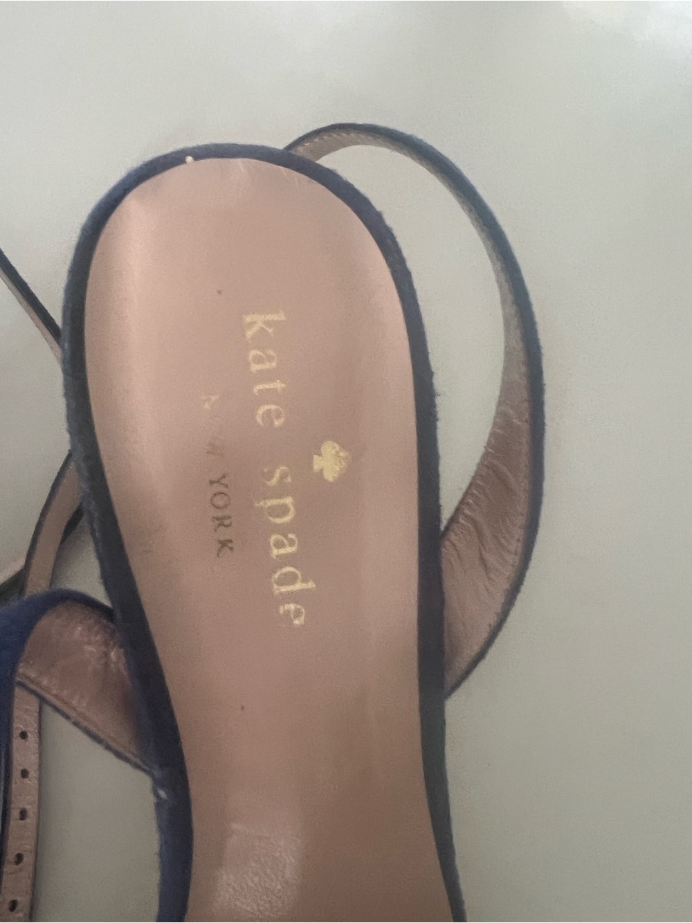 kate spade Teal Bow Open-Toe Slingback Heels with Navy Straps - Picture 4 of 4
